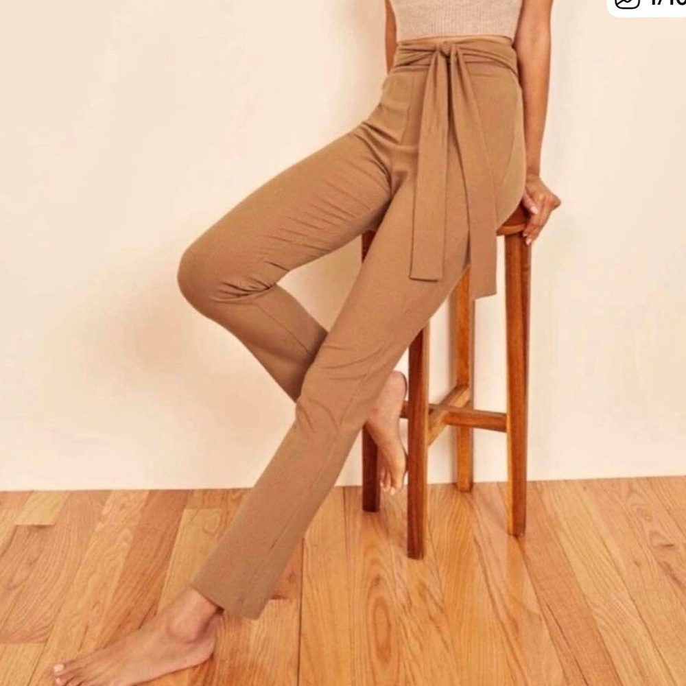 Reformation Cinnamon Tie-Waist Pants